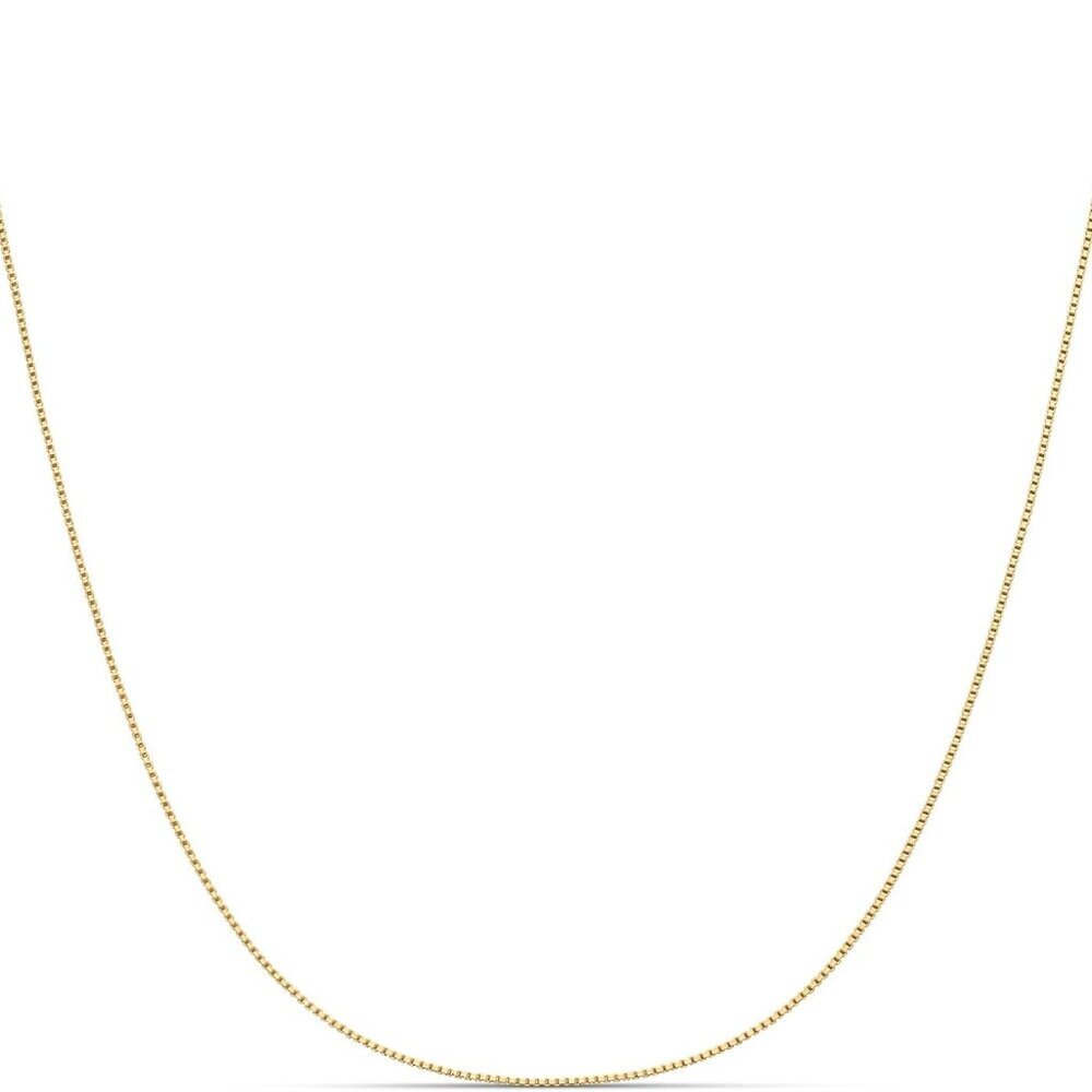 Sterling Silver Thin 0.8mm Box Chain Necklace | Available in Yellow Gold or Silv